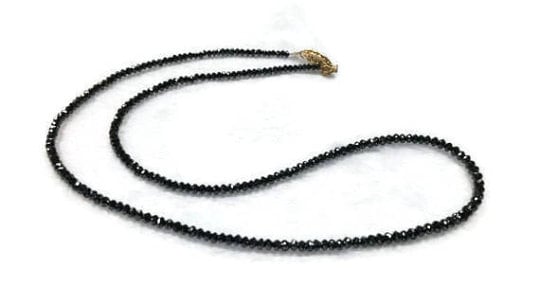 Black Diamond Necklace with 14K gold Clasp , length 16