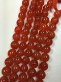 8MM Carnelian Round Beads,  Good Quality . Carnalian smooth Round . Length 14"
