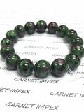 10mm Ruby Zoisite Round Beaded Bracelet . Length in 8 Inch Stretch Bracelet, Ruby Zoisite Bracelet- Top Quality