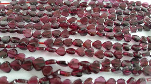 Garnet Faceted Heart Shape 5mm Straight Drill in Length of 14 Inch . Red Garnet Heart Shape .Flat Heart Shape