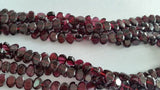 Garnet Faceted Oval 5x7mm Center Drill in 16 Inch Length , Red garnet Faceted Beads . Gemstone beads