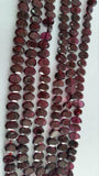 Garnet Faceted Oval 5x7mm Center Drill in 16 Inch Length , Red garnet Faceted Beads . Gemstone beads