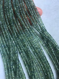 Green Sapphire Faceted wheel size 3-4MM , Top Quality , 16 Inch Strand , Natural green sapphire gemstone . precious stone beads