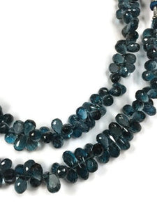 4" Strand, Blue Topaz Faceted Drop Briollete, Blue topaz Briolette, 5x8mm size Top Quality