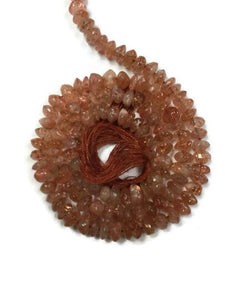 Sunstone Smooth Roundel Size 4mm size, 14" Strand, Quality AA . Natural Gemstone beads