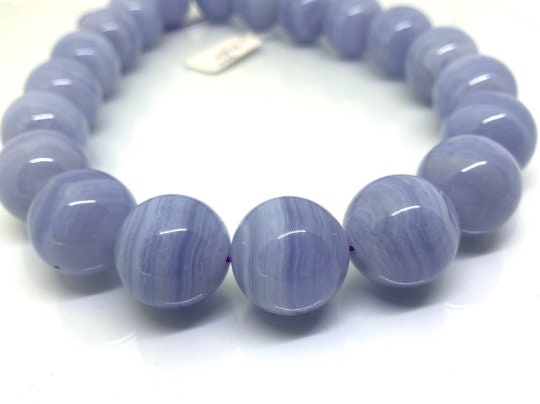 20 mm Blue Lace Agate Round Beads, 40 CM Strand length - Top Quality- Rare Available Beads - 100% Natural