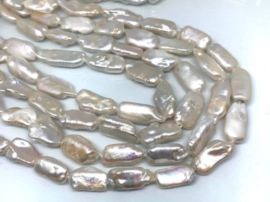 Biwa Pearl Beads- Size 11-13mm x 22-26mm- Long drilled stick pearls Good Quality - Natural Freshwater Cultured Pearl Baroque- Good Luster