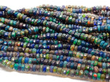 Ethiopian Opal 4.5MM Faceted Roundel Beads  , Length 16 Inch -Black Ethiopian Opal Faceted Rondelles- AAA Quality Beads