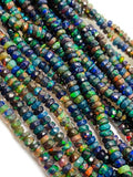 Black Ethiopian Opal Faceted Roundel Beads 4mm size, Length 16 Inch - Ethiopian Opal Faceted Rondelles- AAA Quality Beads