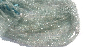 Aquamarine faceted Rondelles AA grade, size 3.5mm, Length 14" Hand cut faceted