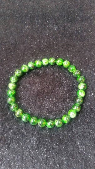 7MM Chrome Diopside Smooth Round , Very good quality Stretch Bracelet .country of origin Russia