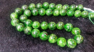 10MM Chrome Diopside Smooth Round , Very good quality in 15" Length country of origin Russia