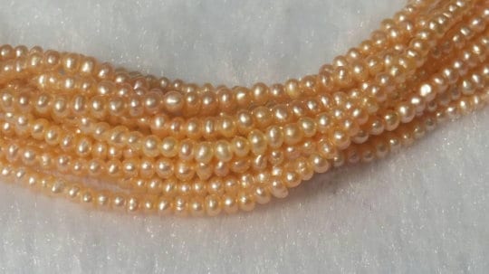 2.5MM Freshwater Peach Cultured Pearl .Natural Freshwater pearl , AAA Grade,Irregular Potato shape pearl code 01