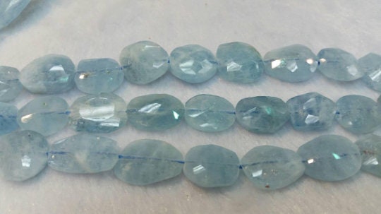 Aquamarine Faceted Nugget, 14-15X21-22 mm, Aquamarine Tumble Beads, Blue Aquamarine Top Quality.length 16