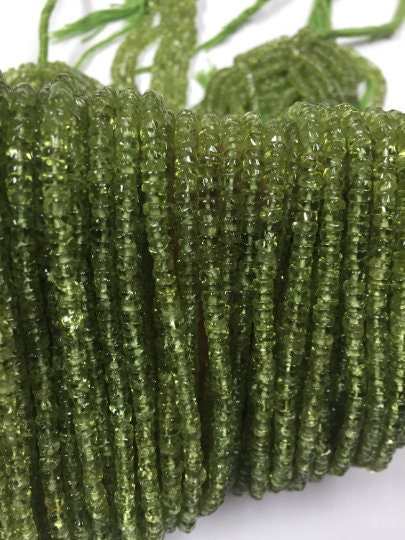 Peridot Smooth Heishi 4mm (Pack of 5 Strands )- LENGTH 14 INCH