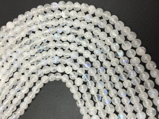 5MM Rainbow Moonstone Round Beads , Length 14 Inch and AA Quality beads.