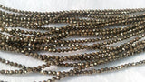 2 Strands Pack of 3MM China Cut Natural Pyrite Faceted Round , Natural Super Fine Cutting small size beads , length in 40Cm