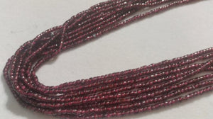 Garnet Smooth Tube Shape , Size 3mm Length of Strand 16"