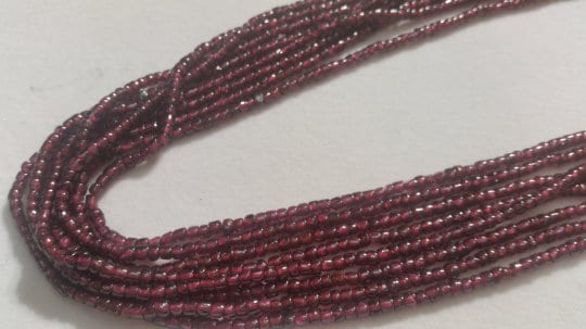 Garnet Smooth Tube Shape , Size 3mm Length of Strand 16