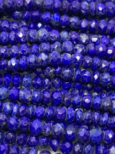 Lapis Lazuli faceted 3mm- High Quality faceted, Lapis Lazuli faceted Roundel, Blue Lapis Lazuli 3mm Fac