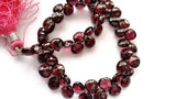 Garnet faceted Heart Shape Briolette- 6mm Size - 7 Inch Strand - AAA Quality - Natural Garnet Briolette