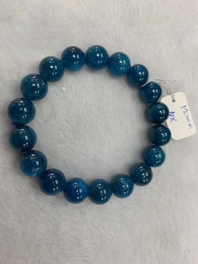 12mm Neon Apatite Round Bracelet, Perfect Round Beads, length 7.5'' stretch bracelet .