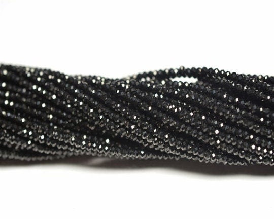 Black spinel 3MM faceted Roundel, Gemstone faceted Beads, Micro faceted, size 3X2MM.