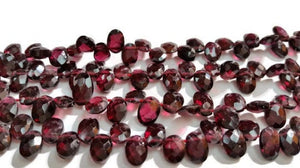 Garnet Faceted Ordinary Cutting Buff Oval Shape Top Drill. Length of strand 15" and Size 5x7MM