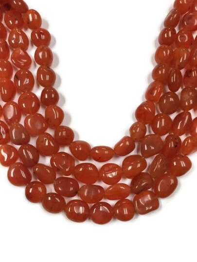 Carnelian Smooth Nuggets, 10x12mm approx, 14 Inch Strand- Carnalian Beads - Carnalian tumble beads- Orange Color Nuggets