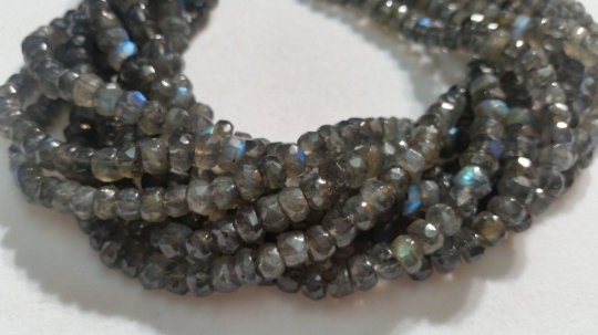 7MM Labradorite faceted Roundel , natural labradorite with Blue Fire , length is 10