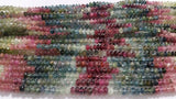 Multy Tourmaline Smooth Roundel 3MM , Origin from Mozambique . Natural Multi color tourmaline . length 15 Inch