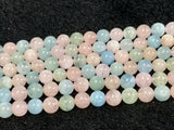 8mm Aquamarine & Morganite Smooth Round beads, AAA Quality 40 cm Length - Aquamarine Round Beads- Morganite Round Beads