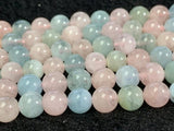 8mm Aquamarine & Morganite Smooth Round beads, AAA Quality 40 cm Length - Aquamarine Round Beads- Morganite Round Beads