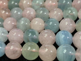 8mm Aquamarine & Morganite Smooth Round beads, AAA Quality 40 cm Length - Aquamarine Round Beads- Morganite Round Beads