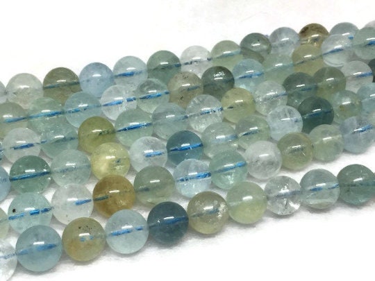 AAA Quality 10mm Aquamarine Smooth Round beads, Perfect Round Beads- Wholesale Price- Length 40 cm- Blue Aquamarine Beads