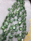 Green Moonstone Coated faceted Heart Shape - Length 8 Inches , Heart shape 10 MM side drill, Moonstone coating, AAA Quality