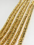 6MM Hematite Faceted Roundel Gold Coating, AAA Quality , hematite beads 16 Inch Length