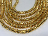 6MM Hematite Faceted Roundel Gold Coating, AAA Quality , hematite beads 16 Inch Length