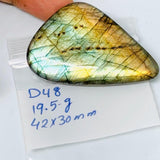 Labradorite Cabochon, 42x30 mm AAA , Code (D48) Labradorite Pear Cabochon- Labradorite Gemstone- Natural Labradorite- Labradorite Cabs