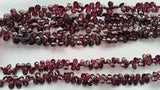 Garnet Faceted Pear Shape Briolette 7x9mm , 7 Inch Strand , natural purple garnet