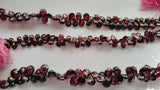 Garnet Faceted Pear Shape Briolette 7x9mm , 7 Inch Strand , natural purple garnet