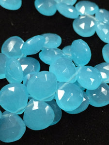 Aqua Color Hydro Faceted Heart shape 10 mm , length in 8 "- Top Quality