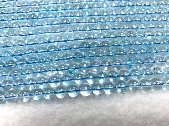 6mm Blue Topaz Round Beads- Top Quality, Length 40 cm - 100% Natural Blue Topaz Beads