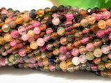 Tourmaline 2.5M Round Faceted, 40 cm Length - Good Quality Tourmaline Beads. micro faceted beads