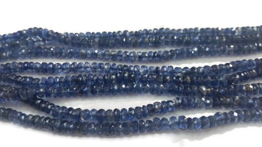 4.5MM Blue Kyanite Faceted Roundel Top Quality Kynite beads, Transparent and Nice Blue , Legnth 16 Inch