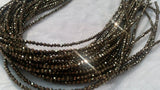 2MM Round China Cut Natural Pyrite Faceted , Natural Super Fine Cutting small size beads , length in 40 Cm