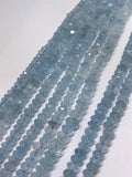 6MM Aquamarine faceted Rondelles AAA grade, , Length 15.5" Machine cut top quality roundel . Blue Aquamarine