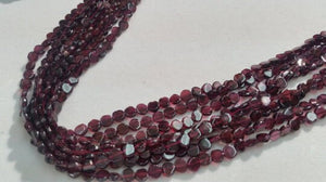 Garnet Coin Beads 6mm , AAA Quality beads in 16" Length