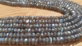 6MM Pack of 2 Strand Labradorite Faceted Roundel Coating length 14" Good Quality faceted beads