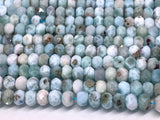 5mm Larimar Faceted Rondelle - Length 20 cm - Natural Larimar Roundel Beads- Origin Dominican Republic